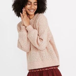 Madewell Baez pink marbles knit pullover sweater